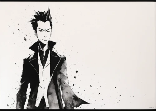 shinigami,spike,joker,black crow,katakuri,syndrome,wolverine,twelve,trickster,spawn,comic character,quill,ink painting,sting,villain,black coat,the doctor,crow,2d,spiky,Illustration,Paper based,Paper Based 07