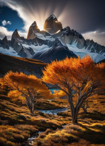 torres del paine national park,torres del paine,autumn mountains,patagonia,hare of patagonia,chile,fall landscape,tibet,autumn landscape,mountain landscape,landscapes beautiful,landscape mountains alps,burning bush,north of chile,mountain sunrise,beautiful landscape,new zealand,antarctic flora,mountain tundra,andes,Conceptual Art,Fantasy,Fantasy 16