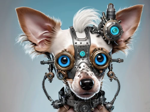 streampunk,cybernetics,cyborg,steampunk,cyberpunk,schnauzer,anthropomorphized animals,drone pilot,optician,cyber glasses,wearables,watchmaker,dog look,dog illustration,dog collar,biomechanical,gadget,posavac hound,pet portrait,dog frame,Conceptual Art,Sci-Fi,Sci-Fi 03