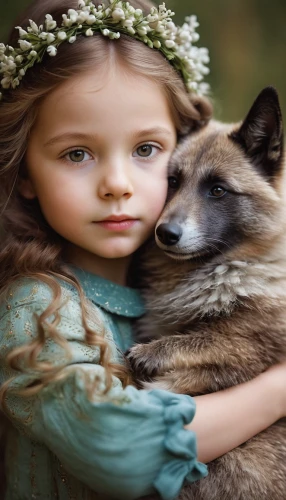 girl with dog,children's fairy tale,child fox,fairy tale,little girl and mother,children's background,little red riding hood,tenderness,little boy and girl,a fairy tale,the little girl,fairy tale character,innocence,boy and dog,fairy tales,woodland animals,european wolf,human and animal,child girl,little girl fairy,Illustration,Paper based,Paper Based 22