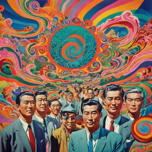 psychedelic art,psychedelic,asian vision,60s,the h'mong people,lsd,global oneness,ego death,choi kwang-do,japanese wave,shirakami-sanchi,third eye,cellophane noodles,self unity,han thom,1967,hallucinogenic,consciousness,1965,japanese waves,Illustration,Realistic Fantasy,Realistic Fantasy 39