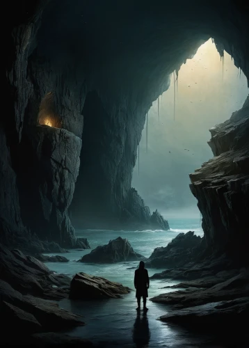 sea cave,sea caves,cave on the water,cave,cave tour,blue cave,the blue caves,ice cave,pit cave,blue caves,underground lake,caving,glacier cave,exploration of the sea,lava cave,hollow way,narrows,world digital painting,speleothem,dark beach,Illustration,Abstract Fantasy,Abstract Fantasy 18