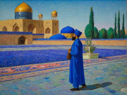 ibn tulun,rem in arabian nights,majorelle blue,uzbekistan,samarkand,bukhara,middle eastern monk,girl praying,marrakech,praying woman,woman praying,alhambra,quasr al-kharana,marrakesh,persian poet,medina,al-aqsa,khazne al-firaun,islamic girl,jerusalem,Art,Classical Oil Painting,Classical Oil Painting 27