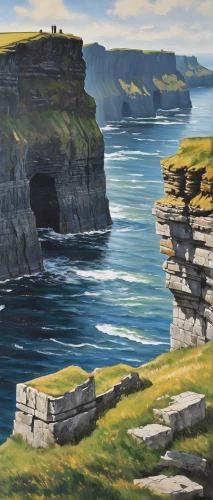 orkney island,cliff of moher,coastal landscape,cliffs ocean,the cliffs,cliffs of moher,isle of may,cliffs,limestone cliff,cliff top,cliff coast,moher,ireland,carrick-a-rede,donegal,sea stack,newfoundland,cliff face,an island far away landscape,neist point,Art,Classical Oil Painting,Classical Oil Painting 02