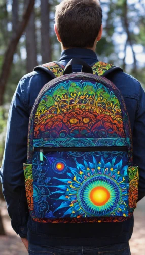 backpack,laptop bag,messenger bag,psychedelic art,hand-painted,rainbow waves,rock painting,bowling ball bag,neon body painting,stone day bag,clover jackets,photo of the back,hand painted,volkswagen bag,thermal bag,rear pocket,paisley pattern,shoulder bag,the back,psychedelic,Illustration,Abstract Fantasy,Abstract Fantasy 21