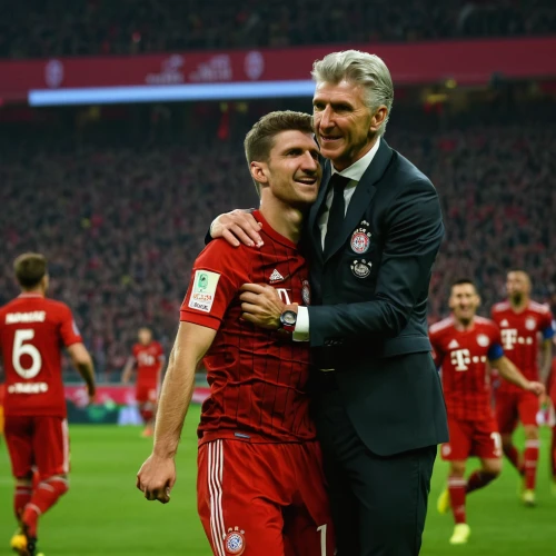 müller,bayern,father-son,partnership,team spirit,celebration,father and son,team mates,büttner,champions,the german volke,munich,clinical,passion,swiss house,team-spirit,bale cart,conclusion of contract,duet,great german,Art,Classical Oil Painting,Classical Oil Painting 15