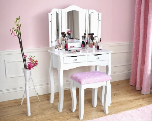 dressing table,beauty room,makeup mirror,shabby chic,the little girl's room,bedside table,shabby-chic,chiavari chair,toilet table,magic mirror,dresser,doll house,chiffonier,beauty salon,women's cosmetics,mirror frame,cosmetics counter,changing table,cosmetic products,bathroom cabinet,Conceptual Art,Fantasy,Fantasy 18