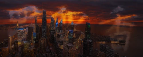 dystopian,post-apocalyptic landscape,apocalyptic,city in flames,destroyed city,metropolis,apocalypse,fantasy city,dystopia,post apocalyptic,futuristic landscape,terraforming,post-apocalypse,end of the world,the end of the world,scorched earth,burning earth,fire planet,doomsday,city skyline,Light and shadow,Landscape,City Twilight