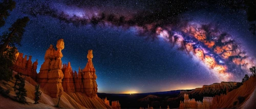 bryce canyon,astronomy,flaming mountains,fisheye lens,the milky way,360 ° panorama,hoodoos,stargate,milkyway,galaxy collision,alien world,alien planet,moon valley,starscape,fish eye,little planet,virtual landscape,milky way,valley of the moon,panoramical,Conceptual Art,Daily,Daily 08