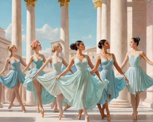 apollo and the muses,ballerinas,dancers,girl ballet,ballet master,classical antiquity,classical,ballet,neoclassical,school of athens,neoclassic,celtic woman,the three graces,concert dance,greek mythology,performers,classical music,gracefulness,ballet dancer,little girl ballet,Conceptual Art,Fantasy,Fantasy 23