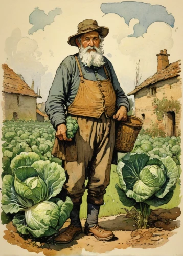picking vegetables in early spring,giant rhubarb,farmer,savoy cabbage,pak-choi,permaculture,vegetable field,vegetables landscape,cruciferous vegetables,kohlrabi,agriculture,farmworker,vegetable garden,lacinato kale,market vegetables,cabbage,greengrocer,agricultural use,cabbage leaves,agricultural,Illustration,Children,Children 04