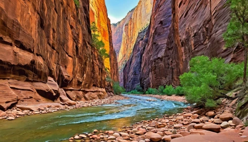 zion national park,fairyland canyon,canyon,red canyon tunnel,street canyon,guards of the canyon,zion,narrows,united states national park,slot canyon,glen canyon,grand canyon,big bend,red rock canyon,antel rope canyon,rio grande river,rainbow bridge,sandstone wall,national park,oheo gulch,Illustration,Vector,Vector 03