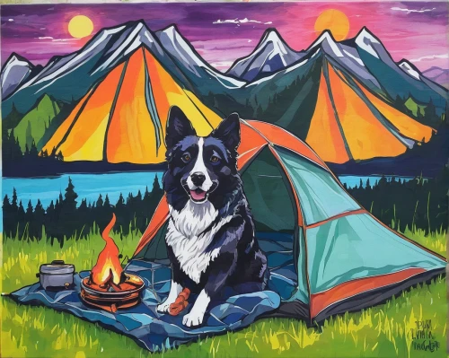 campfire,tent camping,camping,camping tipi,camping tents,pet portrait,camping gear,campfires,st bernard outdoor,campground,camping equipment,welsh cardigan corgi,entlebucher mountain dog,campsite,border collie,fire in the mountains,bannack camping tipi,camp fire,dog illustration,bernese mountain dog,Unique,Paper Cuts,Paper Cuts 01