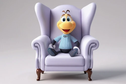 chair png,armchair,donald duck,wing chair,sitting on a chair,chair,recliner,donald,crown render,new concept arms chair,disney character,throne,club chair,cinema 4d,walt disney,upholstery,pororo the little penguin,rocking chair,sit,the throne,Unique,3D,3D Character