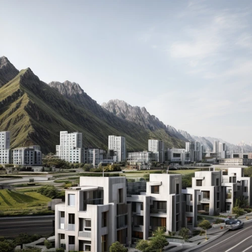 building valley,mountain valley,green valley,apartment buildings,dubai,apartment blocks,apartment-blocks,urban development,mountain view,the golf valley,new housing development,giant mountains,bendemeer estates,mountainside,valley,urban design,united arab emirates,terraces,mountain range,aurora village,Architecture,Villa Residence,Modern,Modern Precision