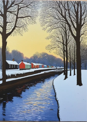 winter landscape,snow landscape,snow scene,christmas landscape,narrow gauge,snowy landscape,snow bridge,christmas caravan,carol colman,narrow gauge railway,korean village snow,wintry,early train,winter morning,campsite,narrow-gauge railway,railroad car,winter village,snow fields,ice fishing,Illustration,Paper based,Paper Based 26