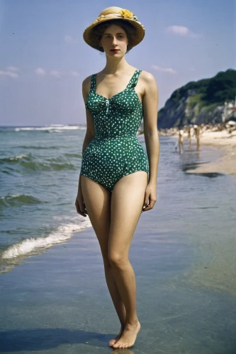 one-piece swimsuit,womans seaside hat,two piece swimwear,one-piece garment,girl in swimsuit,vintage 1950s,model years 1960-63,retro woman,vintage woman,bathing suit,woman with ice-cream,retro women,1950s,the sea maid,plus-size model,straw hat,plus-size,margarite,vintage women,1940 women,Illustration,Realistic Fantasy,Realistic Fantasy 31