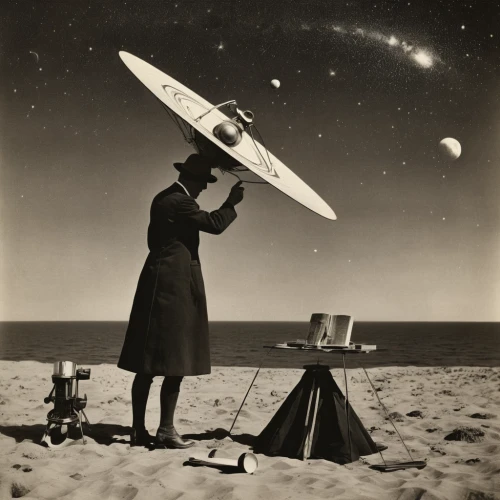 astronomer,lunar prospector,astronomers,astronomy,surveyor,portable communications device,space probe,photomontage,telegram,wind finder,pioneer 10,mobile device,matruschka,astronomical,slide rule,vintage art,digitization,atomic age,radio waves,man with a computer,Illustration,Black and White,Black and White 25