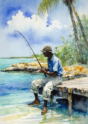 fishing classes,fisherman,people fishing,monopod fisherman,watercolor,watercolor painting,fishing,fishermen,fishing rod,casting (fishing),surf fishing,fishing gear,fishing equipment,water color,recreational fishing,big-game fishing,version john the fisherman,fishing reel,watercolor paint,fishing float,Art,Classical Oil Painting,Classical Oil Painting 11