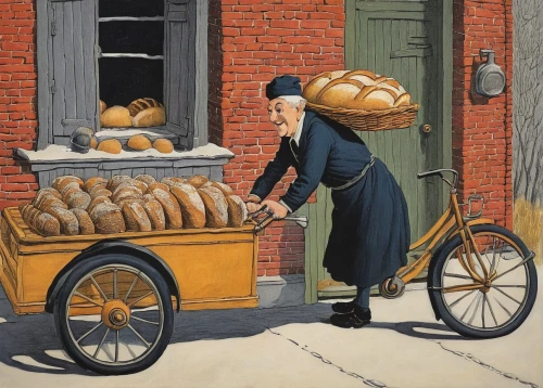 david bates,bakery,girl with bread-and-butter,fresh bread,breadbasket,peddler,breads,bread basket,bakery products,grocer,vendor,newspaper delivery,farmers bread,pan-bagnat,baking bread,delivering,bread time,bread wheat,bread,delivery service,Illustration,Black and White,Black and White 22