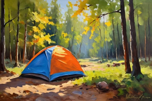 campsite,tent,tents,camping tents,camping,tent at woolly hollow,tent camping,campground,camping tipi,large tent,indian tent,camping equipment,fishing tent,campire,tent camp,campers,tourist camp,camping gear,oil painting,oil painting on canvas,Conceptual Art,Oil color,Oil Color 22
