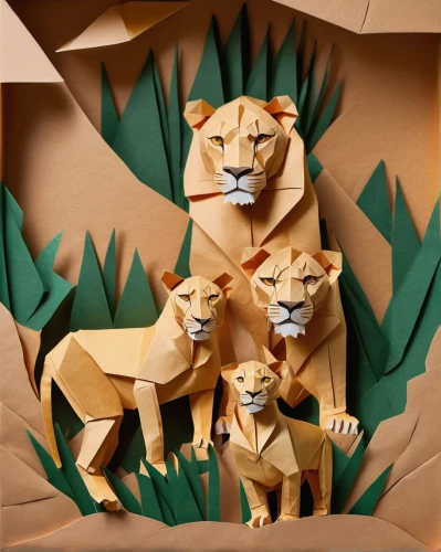 paper art,lionesses,lions couple,cardboard background,lion children,male lions,corrugated cardboard,lions,cardboard,two lion,low-poly,woodland animals,low poly,king of the jungle,construction paper,cardboard boxes,kraft paper,forest king lion,carton boxes,puppet theatre,Unique,Paper Cuts,Paper Cuts 02