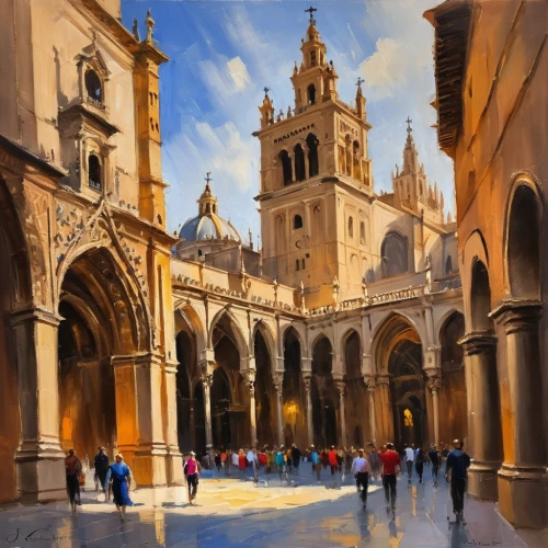 seville,modena,trinità dei monti,cathedral of modena,lecce,malta,saint mark,louvre,italian painter,cathedral,siracusa,cordoba,aix-en-provence,church painting,piazza del popolo,duomo,prague,oxford,stalls,dubrovnik,Conceptual Art,Oil color,Oil Color 22