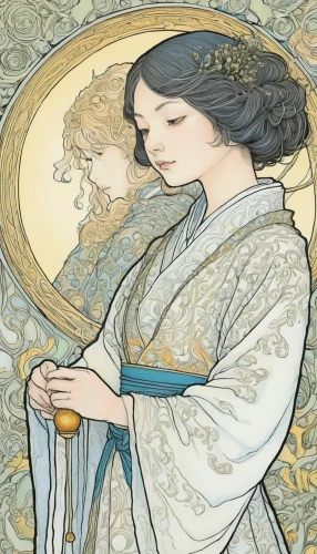 junshan yinzhen,oriental painting,amano,jasmine tea,oriental princess,art nouveau,chinese art,japanese tea,mucha,japanese art,maojian tea,shirakami-sanchi,rou jia mo,oriental girl,darjeeling tea,geisha,pouring tea,chrysanthemum tea,rem in arabian nights,ao dai,Illustration,Black and White,Black and White 13