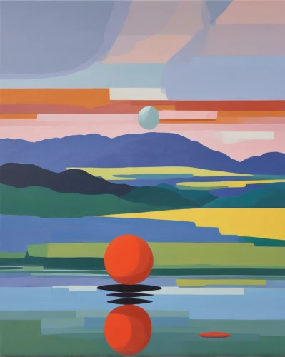 spheres,matruschka,river landscape,floats,palette,futuristic landscape,landscape,panoramical,plains,boat landscape,color fields,painterly,salt-flats,beach ball,estuary,coastal landscape,landscape red,landscapes,evening lake,volcanic landscape,Illustration,Vector,Vector 07