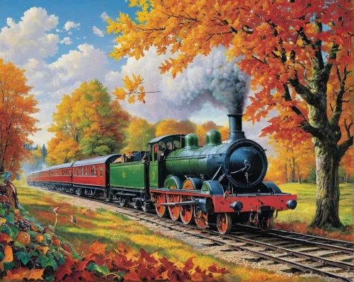 steam train,steam locomotives,steam special train,autumn background,thomas the train,wooden train,autumn scenery,green train,autumn landscape,steam railway,children's railway,wooden railway,autumn idyll,steam locomotive,thomas and friends,thomas the tank engine,train of thought,fall landscape,scotsman,trains,Conceptual Art,Daily,Daily 06