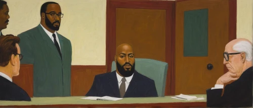 black businessman,jury,boardroom,contemporary witnesses,attorney,board room,barrister,videoconferencing,the conference,consulting room,men sitting,a black man on a suit,common law,a meeting,african businessman,executive,oil on canvas,video conference,black professional,conference room,Art,Artistic Painting,Artistic Painting 09