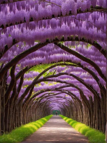 wisteria,jacaranda trees,tree lined path,purple landscape,jacaranda,tree lined lane,tree-lined avenue,purple wallpaper,tunnel of plants,tree lined,lilac tree,wisteria shelf,plant tunnel,lilac arbor,row of trees,lavender fields,walkway,wall,lavander,india hyacinth,Illustration,Vector,Vector 05