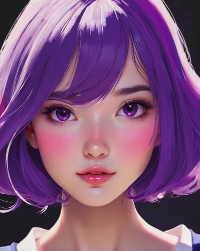 digital painting,cosmetic,purple and pink,artist color,doll's facial features,color is changable in ps,sculpt,violet,violet eyes,vector girl,pink-purple,cosmetic brush,custom portrait,portrait background,purple skin,illustrator,retouch,light purple,girl portrait,anemone purple floral,Conceptual Art,Daily,Daily 32