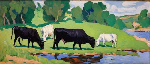 cows on pasture,oxen,two cows,cows,heifers,milk cows,dairy cows,galloway cows,pasture,holstein cattle,mountain cows,braque d'auvergne,cattles,cow herd,cow meadow,holstein,ears of cows,happy cows,livestock,cattle,Art,Artistic Painting,Artistic Painting 40