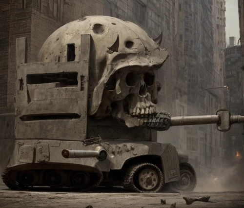 skull statue,armored car,skull sculpture,armored vehicle,gun turret,post apocalyptic,gaz-53,metal tanks,skull bones,half track,war machine,tank truck,american tank,skull allover,combat vehicle,tracked armored vehicle,m113 armored personnel carrier,lost in war,greyskull,post-apocalypse,Game Scene Design,Game Scene Design,Japanese Gothic