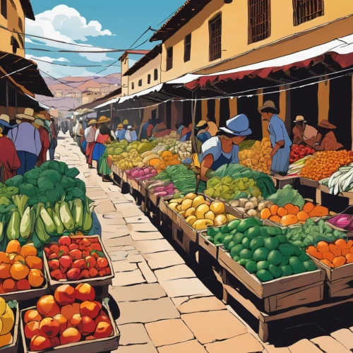 fruit market,vegetable market,the market,marketplace,market,farmers market,farmer's market,market vegetables,large market,souk,market fresh vegetables,sicilian cuisine,market introduction,medieval market,fruit stands,spice market,principal market,upper market,greengrocer,tuscan,Illustration,Japanese style,Japanese Style 07