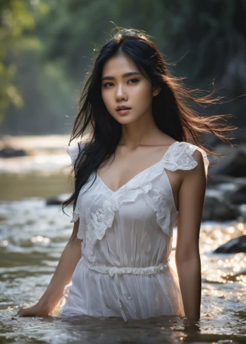 girl on the river,vietnamese woman,vietnamese,water nymph,asian woman,phuquy,the blonde in the river,in water,miss vietnam,asian girl,the sea maid,photoshoot with water,the night of kupala,girl in white dress,flowing water,asian,青龙菜,solar,natural water,kaew chao chom,Photography,General,Natural