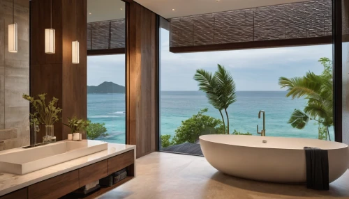 luxury bathroom,modern minimalist bathroom,window with sea view,ocean view,shower bar,bathtub,luxury home interior,seychelles,bathroom,interior modern design,bali,contemporary decor,bathtub accessory,nha trang,sanya,seychelles scr,luxury hotel,modern decor,las olas suites,luxury property,Photography,General,Natural