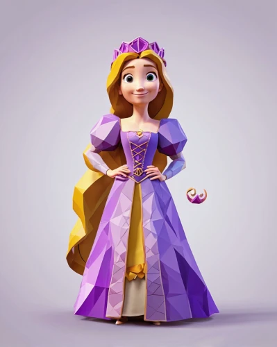princess anna,princess sofia,rapunzel,disney character,fairy tale character,cinderella,tiana,ball gown,tangled,princess,crown render,princess' earring,princess crown,princesses,hoopskirt,3d model,fairytale characters,a girl in a dress,elsa,a princess,Unique,3D,Low Poly