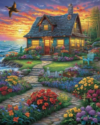 summer cottage,cottage,home landscape,fisherman's house,country cottage,beautiful home,lonely house,little house,cottage garden,house by the water,house with lake,house painting,house of the sea,woman house,holiday home,country house,summer house,traditional house,small house,wooden house,Conceptual Art,Daily,Daily 22