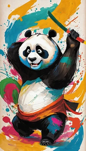 panda,chinese panda,panda bear,pandas,kawaii panda,pandabear,giant panda,hanging panda,belly painting,little panda,bamboo,kids illustration,hand painting,oliang,po,chinese art,kung fu,paint,colorful doodle,kawaii panda emoji,Conceptual Art,Oil color,Oil Color 20
