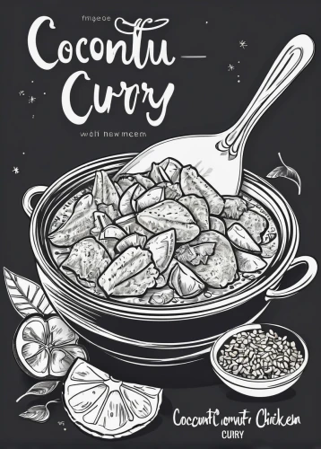 cooking book cover,couscous,coconut oil on wooden spoon,coconut jam,coconut macaroon,couroupita,cookery,coconut candy,curry leaves,coconut cream,coconut cocktail,coddle,curry tree,coconut oil,cooktop,coccoon,cacciucco,courgette,recipes,curry,Illustration,Black and White,Black and White 04