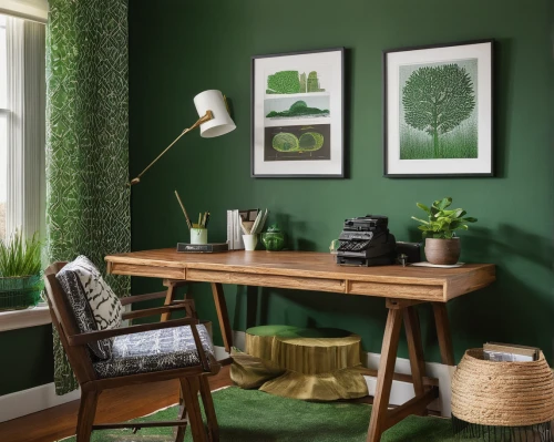 green living,intensely green hornbeam wallpaper,danish furniture,writing desk,danish room,green tree,pine green,green wallpaper,dark green plant,wooden desk,modern decor,green plants,botanical print,botanical frame,end table,bedside table,sage green,fir green,green chrysanthemums,clover frame,Illustration,Black and White,Black and White 17