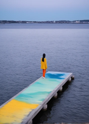 standup paddleboarding,paddle board,paddleboard,floating stage,sea kayak,stand up paddle surfing,board walk,public art,walk on water,floating over lake,chalk drawing,boardwalk,jetty,sailing blue yellow,conceptual photography,acid lake,paddler,board in front of the head,dock jumping,maine,Photography,Fashion Photography,Fashion Photography 25