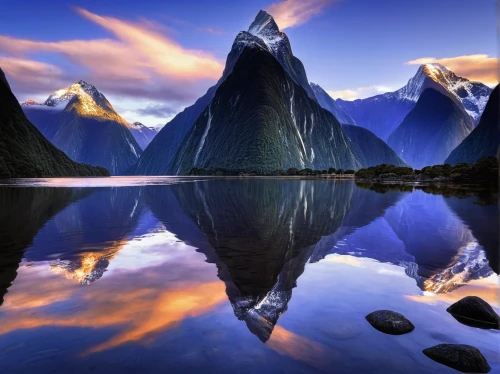 milford sound,new zealand,south island,newzealand nzd,nz,mitre peak,nordland,landscapes beautiful,north island,landscape photography,marvel of peru,baffin island,mountain sunrise,reflections in water,glacial melt,dove lake,mountainous landscape,antarctic,mountain peak,mountain and sea,Unique,3D,Modern Sculpture