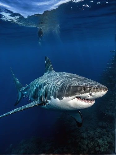 great white shark,sand tiger shark,tiger shark,bull shark,requiem shark,bronze hammerhead shark,shark,hammerhead,remora,marine reptile,philomachus pugnax,cetacea,jaws,reconstruction,pacific sturgeon,underwater background,anthracoceros coronatus,carcharhiniformes,coelacanth,sea animals,Conceptual Art,Sci-Fi,Sci-Fi 08