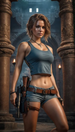 female warrior,lara,hard woman,warrior woman,huntress,massively multiplayer online role-playing game,girl with gun,croft,raider,ronda,strong woman,barbarian,digital compositing,muscle woman,woman holding gun,athena,tiber riven,action-adventure game,girl with a gun,celtic queen