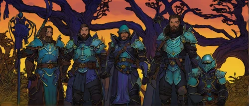guards of the canyon,druid grove,aesulapian staff,northrend,druids,protectors,patrols,storm troops,ancient parade,hunter's stand,elves,sterntaler,procession,night watch,blue enchantress,paladin,clergy,the order of the fields,defense,pilgrimage,Illustration,Retro,Retro 11