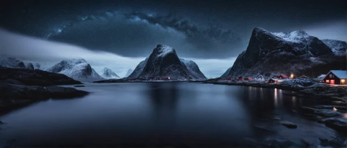 fantasy landscape,nordland,lofoten,northrend,futuristic landscape,ice castle,northern norway,winter village,ice landscape,ice planet,alpine village,mountain settlement,north pole,christmas landscape,northen lights,greenland,arctic,northernlight,baffin island,antarctica,Conceptual Art,Fantasy,Fantasy 34