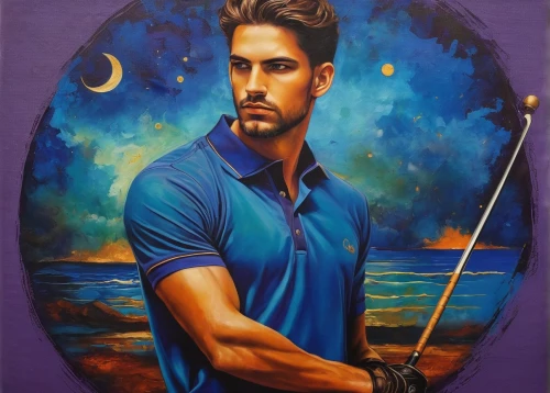 golfer,golf player,oil painting on canvas,oil on canvas,gosling,golf landscape,italian painter,violinist violinist of the moon,fantasy portrait,neptune,tennis player,fisherman,persian poet,oil painting,golf course background,art painting,gondolier,fantasy art,gale,violinist,Illustration,Realistic Fantasy,Realistic Fantasy 30